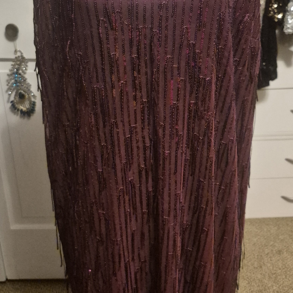 NWT City Studio Burgundy Sequin Fringe Dress